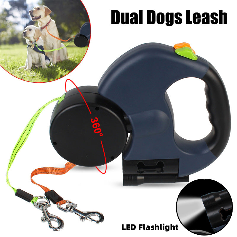 Retractable Reflective Dog Leash for Small Breeds with 360-Degree Swivel and Integrated Lights