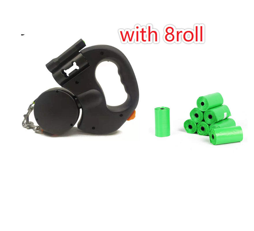Retractable Reflective Dog Leash for Small Breeds with 360-Degree Swivel and Integrated Lights