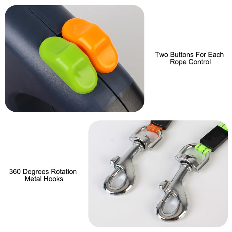 Retractable Reflective Dog Leash for Small Breeds with 360-Degree Swivel and Integrated Lights