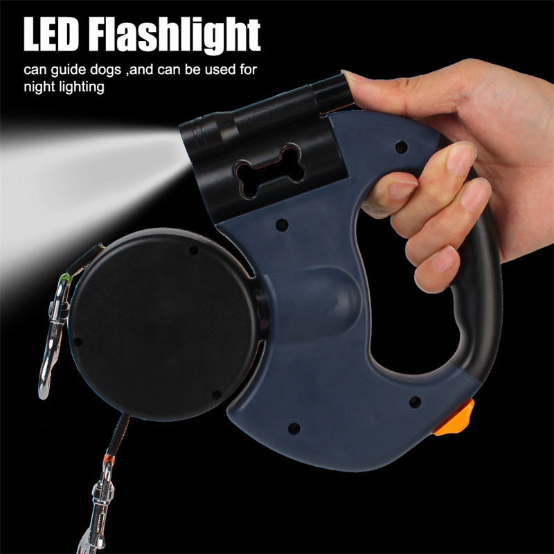 Retractable Reflective Dog Leash for Small Breeds with 360-Degree Swivel and Integrated Lights