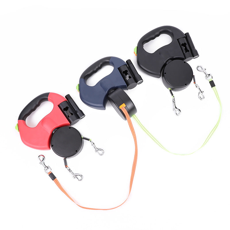 Retractable Reflective Dog Leash for Small Breeds with 360-Degree Swivel and Integrated Lights